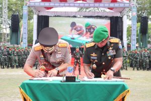 Sertijab Danrem 102/Pjg, Pangdam Tanjungpura Tandatangani Kerja Sama dengan Polda Kalteng