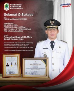 Bupati Kapuas Hulu Terima Penghargaan Lencana Bakti Desa Pertama